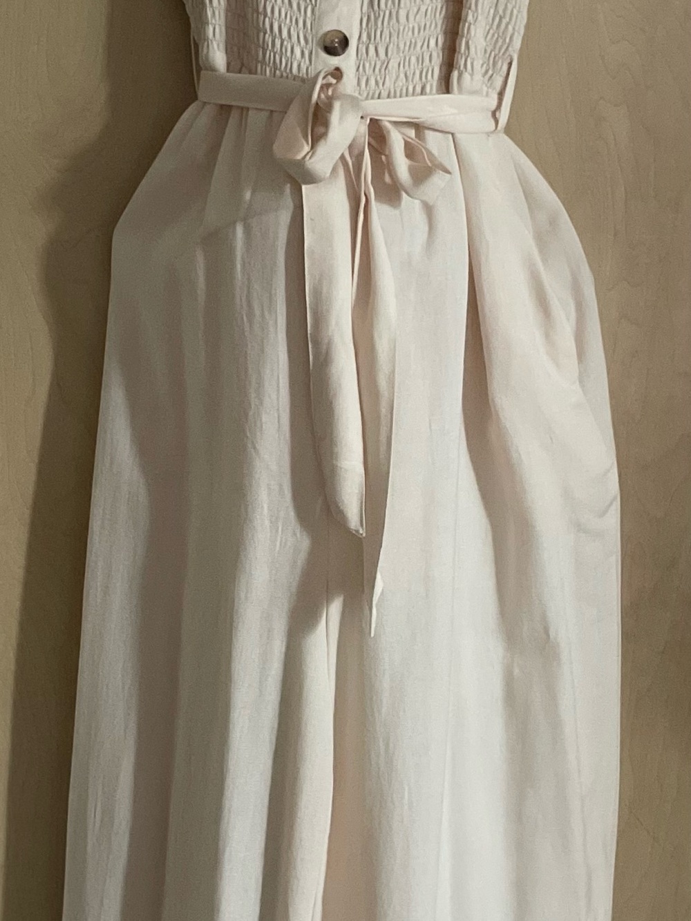 Soft Light Pink Tie-Waist Jumpsuit